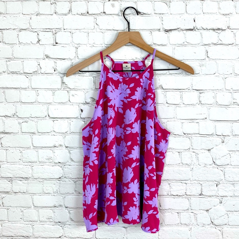 Paper Crane Purple and Pink Floral Tank Top